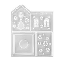 Namų silikoninės liejimo formos Namų rankdarbių forma Ornamentas Namo formos žvakidės silikoninė forma Stalo dekoracijos white