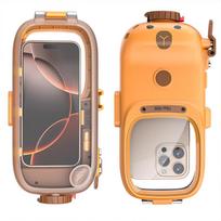 Prabangus IP68 atsparus vandeniui dėklas telefonui iPhone 16 15 Pro Max 14 13 12 11 7 8 Xs SE 360 laipsnių pilnas nardymo dangtelis Bluetooth valdomas užraktas Upgrade iOS18&iPhone 8 oranžinė