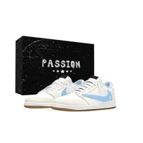 Travis Scott x Jordan Air Jordan 1 Beige White Blue Travis Scott X AJ1 Low Box Low top Vintage Basketball Shoes Unisex DZ4137-700(Team1698-) 43 black