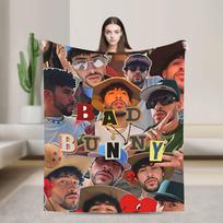 DTMF Daugiau nuotraukų Puerto Rikas Varlė Bad Bunny Albumas Pliušinis pledas Studentams Flanelinis metamas pledas Lovai Minkštas patiesalas Dovana Size: 75*100cm, Weight: 280 GSM