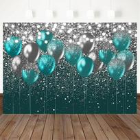 Gray Flash Blue Balloon Diamond Theme Banner Background, Children's Birthday Party, Home Decoration Photography Background Cloth 47.2x31.5inch/120*80cm gray
