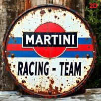 Martini Racing Team Vintage Round D Flat Metal Sign 20x20cm(8x8inch) red