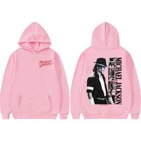 MJ King of Pop Michael Jackson Sweatshirts Men Women Fashion Retro Oversized Hoodie High Quality Hoodies S pink