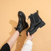 Martin Boots Children Autumn And Winter Students Retro Casual Leather Surface Waterproof Warm Versatile Short Boots Tide 37 juoda