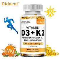 Vitamin D3 K2 Complex Supplement - Quercetin, Vitamin B6, Zinc, Magnesium - 5000 IU D3 120 mcg K2, Calcium, Nutrient Absorption | 120 mcg