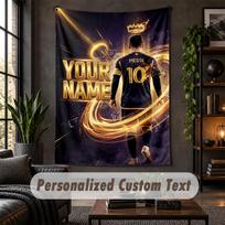 Personalized Wall Tapestry,Lionel Messi Custom Text, Soft Fabric Wall Art For Indoor Decoration 180cmx200cm