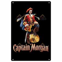 Rum Brand Vintage Metal Sign Pin Up Captain Morgan Poster Decor for Bar Pub Club Man Cave Wall Decoration xcm 20x30cm（7.8x11.8inch） black