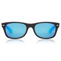 Ray Ban Rb2132 New Wayfarer Flash 622 17 Unisex Sunglasses Rubber Black/55-18-145 blue