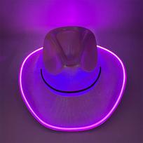 Iridescent LED Light-Up Cowboy Hat for Cosplay & Halloween One Size purple