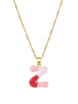 Cute Fashion Dopamine Colorful Epoxy Bubble Capital Letters Pendant Necklace for Women Name Collar Chain Jewelry Accessory Gifts beige