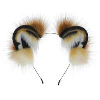 Women Girls Cartoon Tiger for Cat Ears Shaped Headband Gradients Hair Hoop Makeup Wash Face Christmas Party Headpiece 1 beige