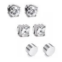 Stainless Steel Fashion Magnetic Zirconia Ear Cuff - European American Style 6mm white