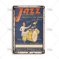 DORA Tin Sign MISES JAZZ Metal Poster Vintage Metal Tin Sign Decorative Plate Metal Sign Music Metal Plaque Home Bar Studio Industrial Decor 20x30cm（7.8x11.8inch） beige