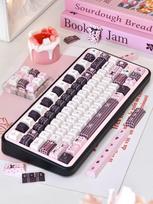 Haipai Sweetheart Pink Keycaps Cherry Pbt Black Pink Keycaps Cute Girly Black Pink Keycaps 138Keys vyšnia