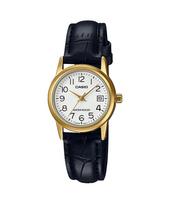 Casio Women`s Analog Leather Watch Gold Black LTP-V002GL-7B2 / Classic Watch, Authentic Casio white