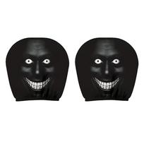 2Pcs Horror Prank Car Headrest Covers Universal Car Seat Cover Breathable Elastic Car Headrest Cover Washable Dustproof B black