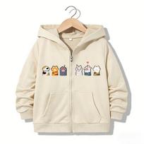 Zipper Hoodie Funny Casual Cat Paw Letter Hoodies Jackets Boys Girls Y2k Kawaii Zip Up Sweatshirt Spring Autumn Hoodies 150 white