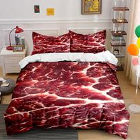 Marbled Red Meat Pattern Bedding Duvet Cover Set  (1*Duvet Cover 2*Pillowcases, without duvet insert) 135x200cm brown
