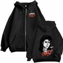 Pop karalius Michajacksonas Bad era Užtraukiamas džemperis vyrams moterims Harajuku gatvės apranga Striukė Džemperis Vilna Laisvalaikio Užtraukiamas megztinis S black