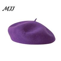 Chic Cold Weather Hat Women French Beret Hat, Wool Blend Artist Retro Autumn Fashion Accessories Painter Cap, Solid Color Cozy for Winter I purple