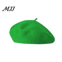 Chic Cold Weather Hat Women French Beret Hat, Wool Blend Artist Retro Autumn Fashion Accessories Painter Cap, Solid Color Cozy for Winter U green