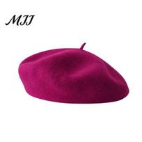 Chic Cold Weather Hat Women French Beret Hat, Wool Blend Artist Retro Autumn Fashion Accessories Painter Cap, Solid Color Cozy for Winter F pink
