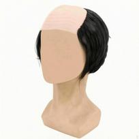 Plikagalvio plaukų priauginimo priemonė Odos spalvos Galvos odos Atnaujinta Plaukų linija Kostiumo aksesuaras Juokui Black_Short Bald black