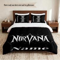 Nirvana Personalized Custom Name 3‑Piece Bedding Set Soft Duvet Cover Set For Bedroom Home Decor 140cmx200cm white