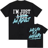 Summer Y2k Hip Pop Tees I'm Just A Kid T-shirt SIMPLE PLAN Design Graphic Tshirts Casual Loose Streetwear Print Merch Top Unisex 150 white
