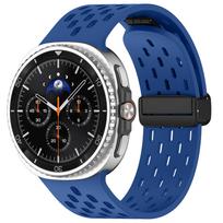 Breathable Band For Samsung Galaxy Watch 9/8 Classic Sports Magnetic Silicone Correa Bracelet Galaxy Watch 8 44mm 40mm Strap Galaxy Watch8 9 44mm mėlyna