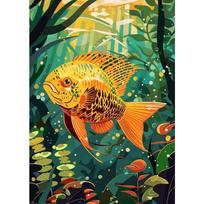Watercolors Freshwater Fish Tropical Fish in Lush Waters Koi-Fish Underwater Poster Canvas Painting Wall Picture Home Room Decor 21cm×30cm NoFrame yellow