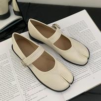 Mary Jane batai su atskirtu pirštu moterims, kvadratiniu kulnu, tabi batai, loaferiai, pavasariui vasarai, iš minkštos odos, moteriški aukštakulniai batai 35 brown