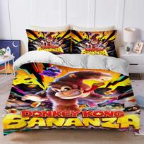 D-Donkey K-Kong Bananza Duvet Cover Set Soft Wash Bed 3 Piece Summer Comfortable Student Dormitory Home Baby Bedding Best seller (135x200cm) black