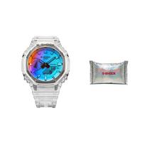 G-Shock Kvarcinis Mechanizmas Dervos Dirželis Laikrodis Vyriški Laikrodžiai Mėlynas GA-2100SRS-7APR Regular Watch Box,White Strap white