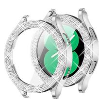 Blizgus deimantinis dėklas, skirtas Samsung Galaxy Watch 7 6 5 4, PC apsauginis dėklas 40mm 44mm Ekrano apsauga, buferis, Skaidrus dangtelis For Galaxy Watch5 44 sidabras