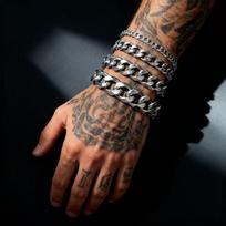 316L Stainless Steel Cuban Link Bracelet For Men Thick Heavy Hand Chains Simple Waterproof Jewelry Accessories Punk Rock Male 3MM Wide&Adjustable Size gray