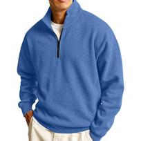 Men's Pullover with Collar Long Sleeve Casual Sweatshirt XXXL mėlyna