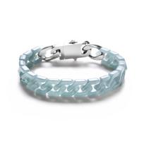 A-Grade Blue Jade Hip-Hop Rhombus Cuban Chain Bracelet gray