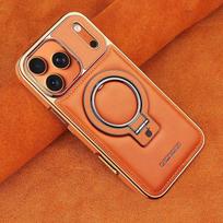 Leather IPhone Case With Kickstand MagSafe Compatible 14 13 12 11 Pro Max Mini Full Cover Shockproof iPhone 17 Pro Max 6.9 brown