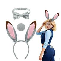Triušio Ausys ir Uodega Rinkinys Pliušiniai Galvos Apdangalai Helovino Scenai Karnavalui Pilkas Kaklaraištis Gray Bow Tie gray