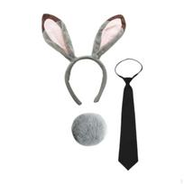 Triušio Ausys ir Uodega Rinkinys Pliušiniai Galvos Apdangalai Helovino Scenai Karnavalui Pilkas Kaklaraištis Necktie gray