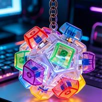 Sales Fingertip Keyboard Keychain Rgb Keyboard Fidget Toy With Lights For Stress Relief Decompression Calming Accessories blue