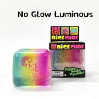 Needoh Nice Cube Glow Luminous Stress Relief Toy Rainbow Gradient Cube Maltose Squeeze Slow Rising Squishy Sensory Toys Gift