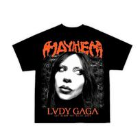Lady Gaga Chaosas Naujo Albumo Marškinėliai Vyriški Naujiena Viršutiniai Marškinėliai Vyriški Drabužiai Trumpomis Rankovėmis Apvalia Kaklo Išspausdintas Megztinis T-shirt S black
