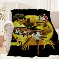 Kung fu B-Bruce L-Lee Antklodė Pliušinis Miego Sofos kilimėlis Svetainei Šiltam Biurui Miegamajam Gimtadieniui Namams Kelionei Vaikų Dovanos 30x40in black