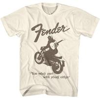 Fender Guitar You Won't Part With Yours Either Man On Motorbike Men's T Shirt Unisex T-Shirt XL white