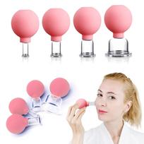Rubber Vacuum Massage Cupping Device 1 Set Cupping Cup pink