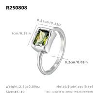 Meier Square green zircon ring Women's light luxury high-end does not fade and is layered with adjustable opening rings us no. 9 |   Port number 20 |   Circumference 60mm white