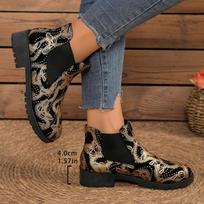 Large size printed Martin boots for women in the autumn and winter of 2025, new European and American styles, one-pedal Chelsea boots for women 43 gray