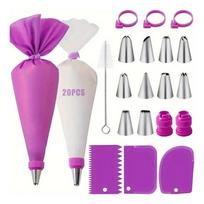 Silicone Piping Bags and Tips Set DIY Cake Decorating Kit with Stainless Steel Nozzle Reusable Icing Bag Pastry Cake Baking tool white